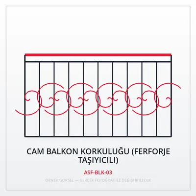 Cam Balkon Korkuluğu (Ferforje Taşıyıcılı)