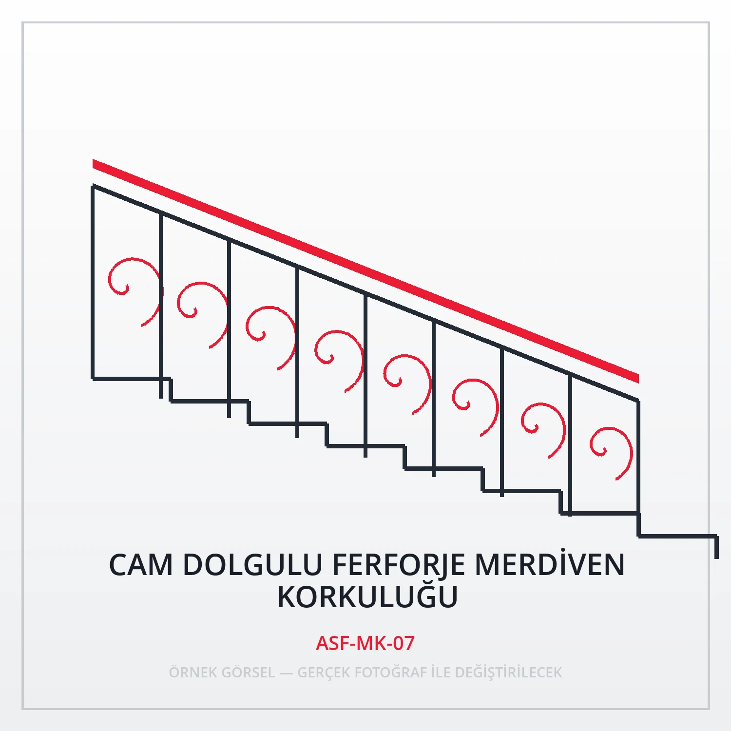 Cam Dolgulu Ferforje Merdiven Korkuluğu