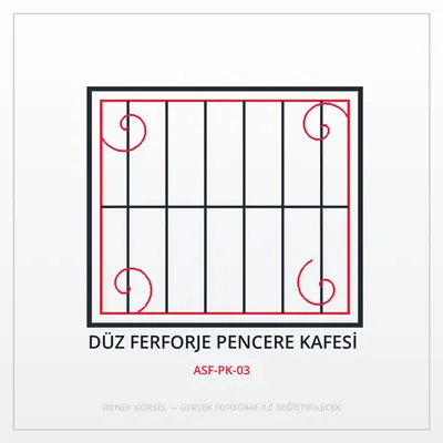 Düz Ferforje Pencere Kafesi